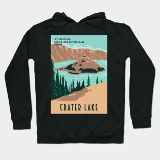 WPA Poster of Crater Lake National Park with Wizard Island and Phantom Ship Hoodie